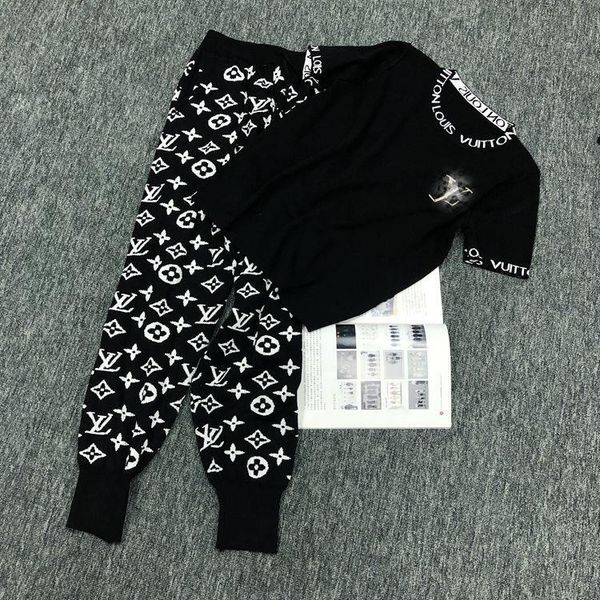 

new 2020 summer knitted contrast letter short sleeve pullover lazy pullover pants casual pants casual suit for women kfx5u, Gray