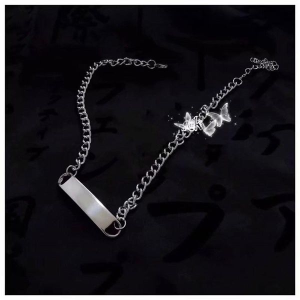

stainless steel punk gothic geometric square chocker short neck chain necklace for personality egirl women party jewelry, Golden;silver