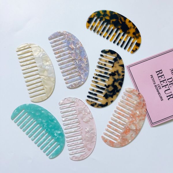 

hair brushes selling fashion round shaped high-end mixed design comfortable acetate shell combs for women, Silver