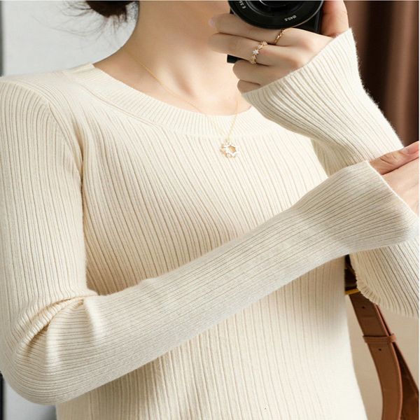

autumn 2021 and new winter around the neck feminine thin sweater body long bottom shirt size izrv, White;black