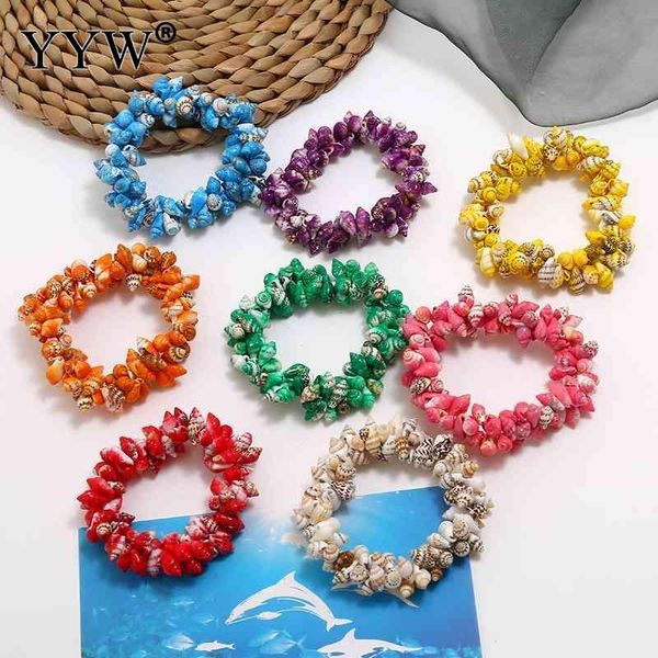 

многоцветный shell раковины браслет женщин богемный стиль summer beach jewelry сладкий женский упругие браслет браслет bileklik aros, Black