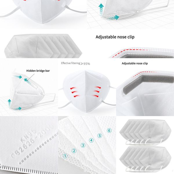 

anti-dust face filtration 95% masks 10pcs 6-layer masks pm2.5 fog filter safety protective 6d8b