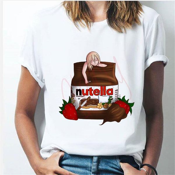 

nutella printed tshirt women 90s harajuku ullzang fashion t shirt graphic cute cartoon tshirt hipster tumblr female t shirt, White