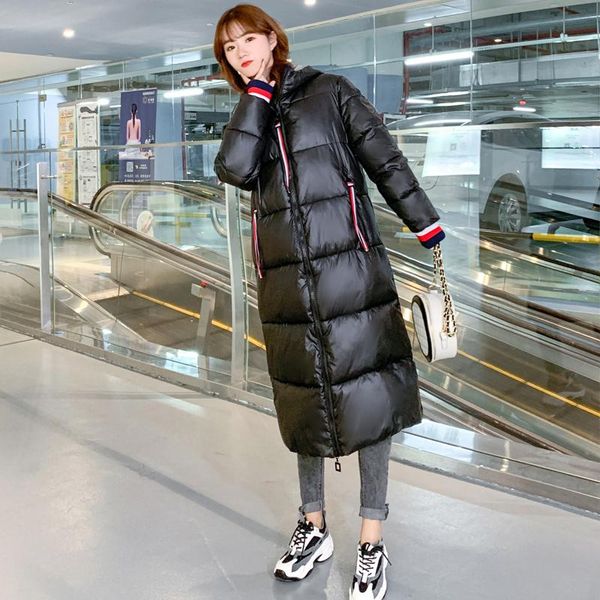 

oversize coat female casual women office lady warm parka new winter jacket fashion long hooded parka, Black