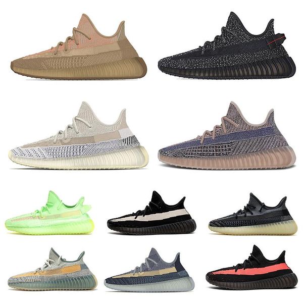 

kanye west 2021 new trainers static mens running shoes ash pearl all black white zebra womens outdoors sports sneakers size eur 36-48