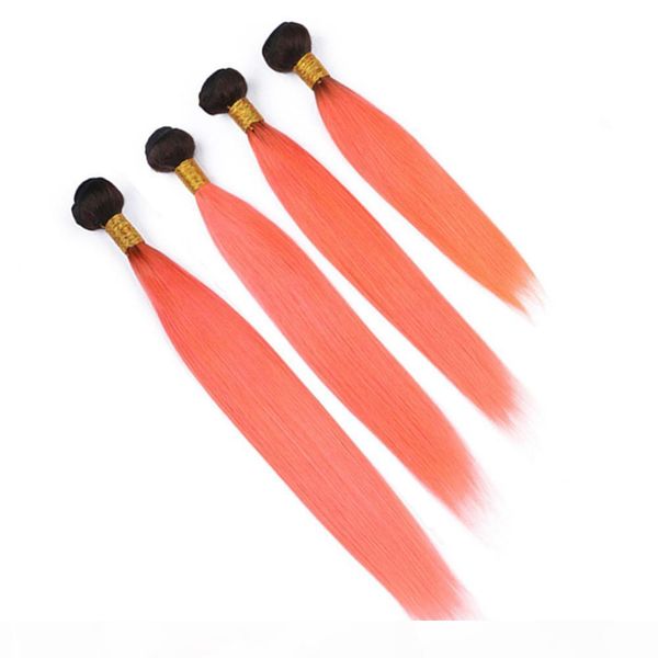 

black and orange ombre peruvian human hair weaves dark root 4pcs straight #1b orange ombre virgin human hair bundles deals double wefted