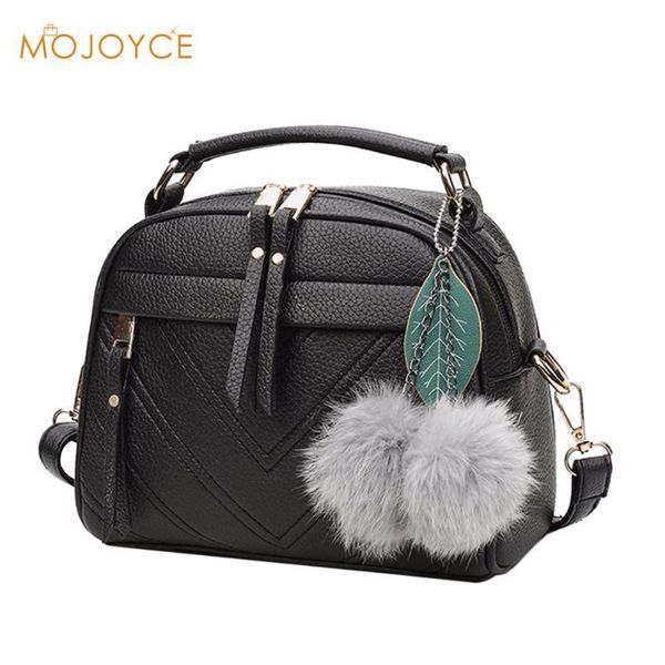 

leaf pompon pendant women messenger bags pu leather satchel sling bags 2020 handbag shoulder bag for girl fashion crossbody bag