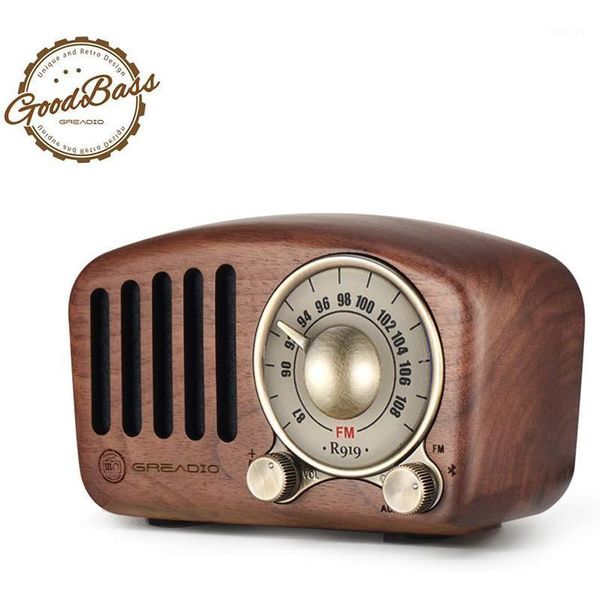 

vintage radio retro bluetooth speaker walnut wooden fm radio strong bass enhancement loud volume bluetooth 4.2 aux tf card mp31