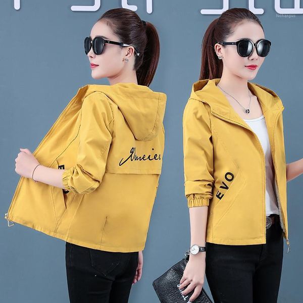 

2020 spring autumn women jacket fashion zipper hooded coat casual outwear female windbreaker loose overcoats plus size 4xl p5581, Black;brown