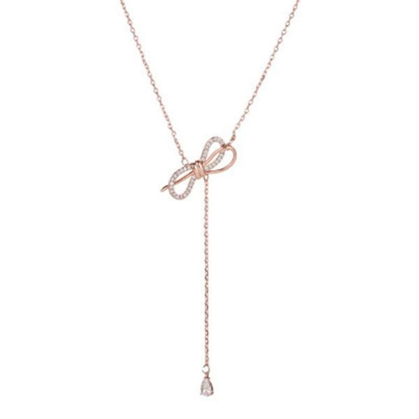 

chains plated gold bowknot simple collar water drops exaggerates necklace for women girl party fashion jewelry choker mujer accesorios, Silver