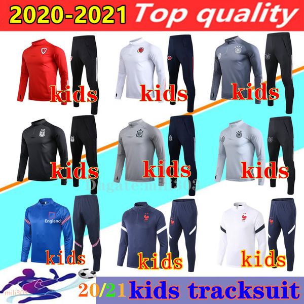 

20 21 national team spain argentina kids soccer jacket training suit 2020 2021 chandal wales belgium boys football tracksuit jogging, Black;white