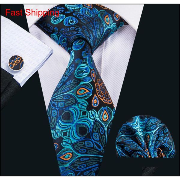 

fast shipping tie set silk school ties necktie handkerchief cuddlinks set for men gift set for wedding pa qylxkx bde_home, Black;blue