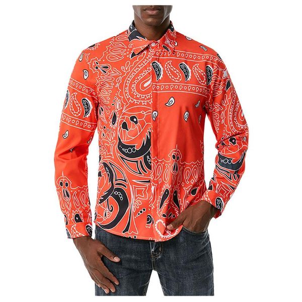 

casual retro print shirt men shirts turn down collar long sleeve shirts mens autumn fashion casual beach shirts#g30, White;black