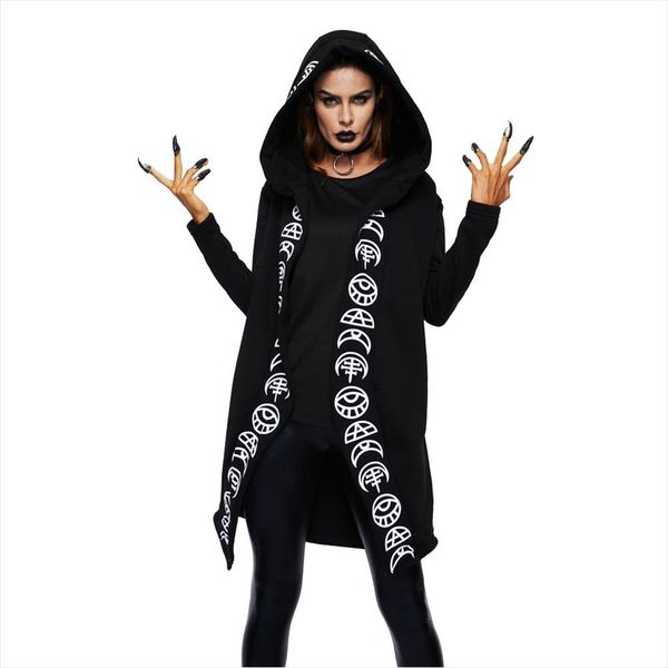

2020 fall gothic casual cool chic black plus size women sweatshirts loose hooded plain print female punk hoodies