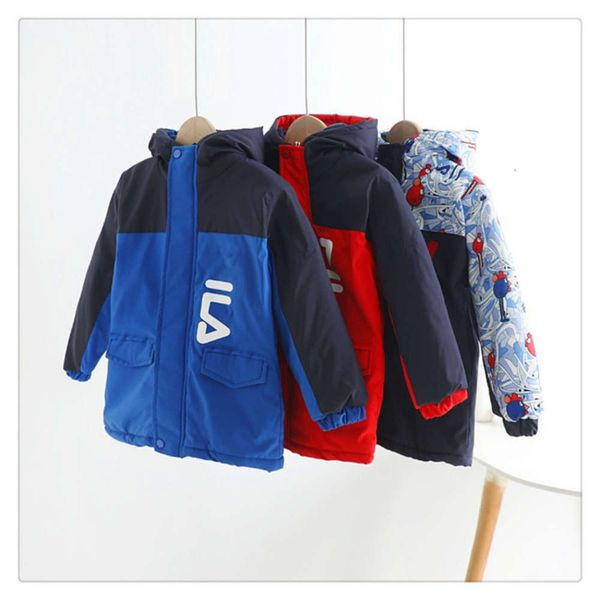 

winter lapel hooded zipper shirt autumn korean version fl home boys and girls middle big children's plush thickened front, Black