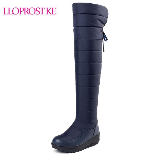 

lloprost ke 2020 new warm snow boots women soft pu leather winter boots ladies over the knee female thigh high boot d548, Black