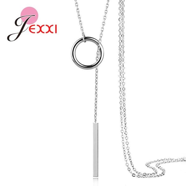 

chains round circle and triangle original design woman metal necklaces fine 925 sterling silver smooth handmade geometric jewelry gifts