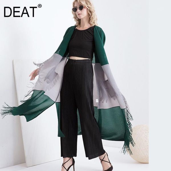 

deat pleated trench coat women hit color tassel packet over size loose cardigan wild long casual 2021 new autumn fashion ht3161, Tan;black