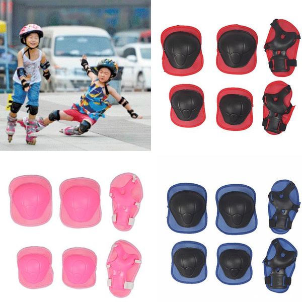 

6pcs/set children skating protective gear sets knee elbow pads bicycle skateboard ice skating roller wrist knee protector, Black;gray