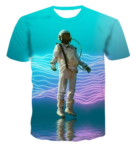 

popular astronaut landscape creative design and summer color cool versatile 3d print shirts kawaii aesthetic plus size men clothing