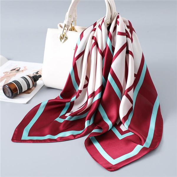 

skull scarf square silk fairband женщины follard office шарфы шарфы шали обертывает мода печать женщина деревянка bandana jellmmk, Blue;gray