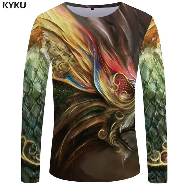 

dragon long sleeve color gothic anime printed 3d print shirts funny graphic funny men clothing