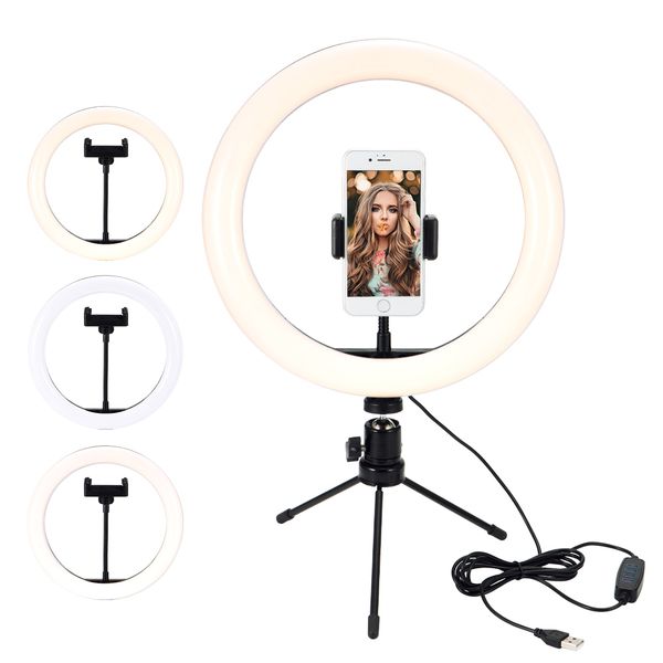 

18cm holder your mobile phone pgraphy led selfie ring light 10inch with table tripods for makeup video live studio