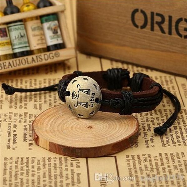 

zodiac twelve constellations wrap bracelets leather bracelet for men49xa