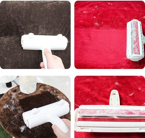 

2-way pet roller lint sticking roller removing dog cat hair from furniture carpets clothing one hand operate bbyottf yh_pack