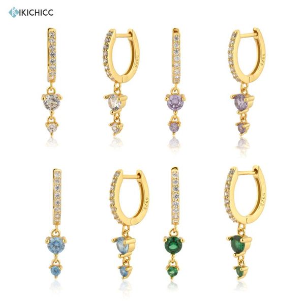 

KIKICHICC 200 New 925 Sterling Silver Gold Clear Zircon Pave Drop Earring Jewelry 2021 Piercing Clips Pendiente Luxury Jewels