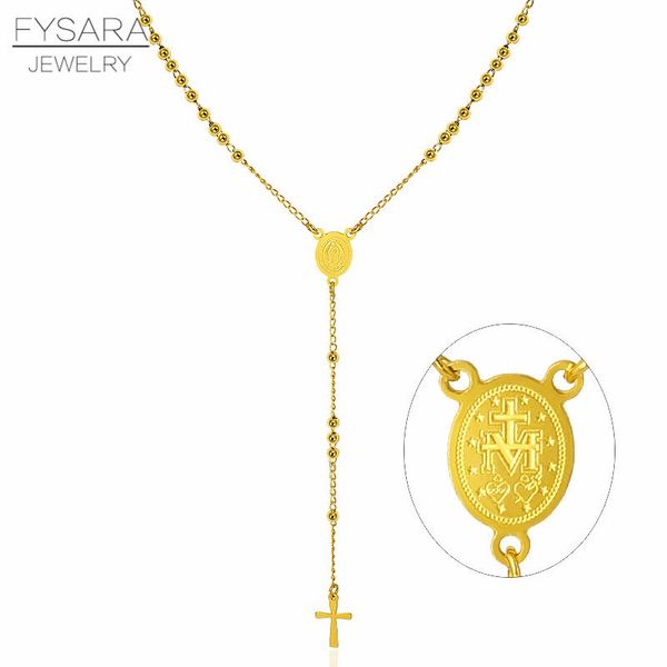 

fysara из нержавеющей стали m шарика из бисера ожерелье крест религия ювелирное christian католицизм богородица длинное ожерелье yxlgut, Black