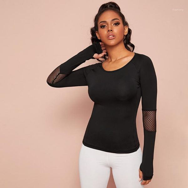 

yoga outfits women seamless long sleeve thumb hole compression workout activewear shirts1, White;red