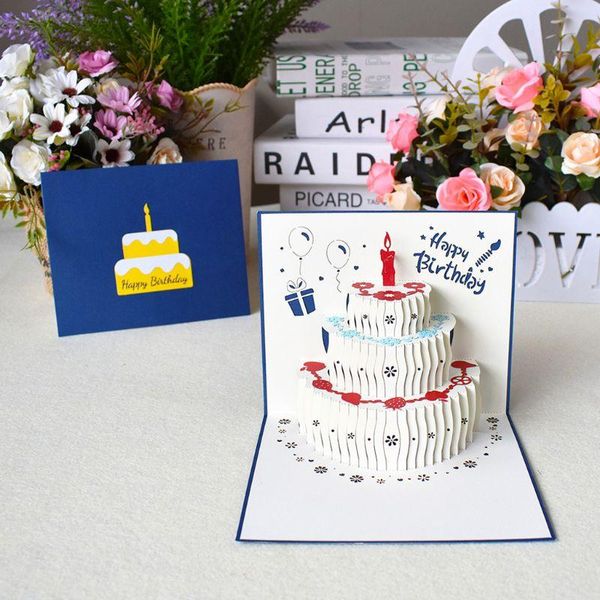 

greeting cards 3d up happy birthday cake postcards invitations with envelope e56e