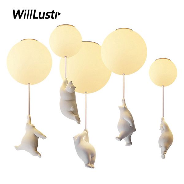 

creative polar bear ceiling lamp glass resin light theme l nursery kid children bedroom kindergarten modern cartoon lighting