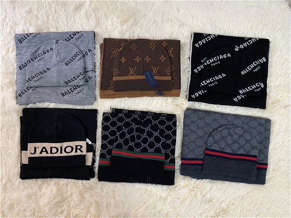 

кв.кв высокое качество beanie мужчины и женщины дизайнер шляпа шарф набор теплый европейский лидирующий шляпу и шарф набор бренд шляпа шарф, Blue;gray