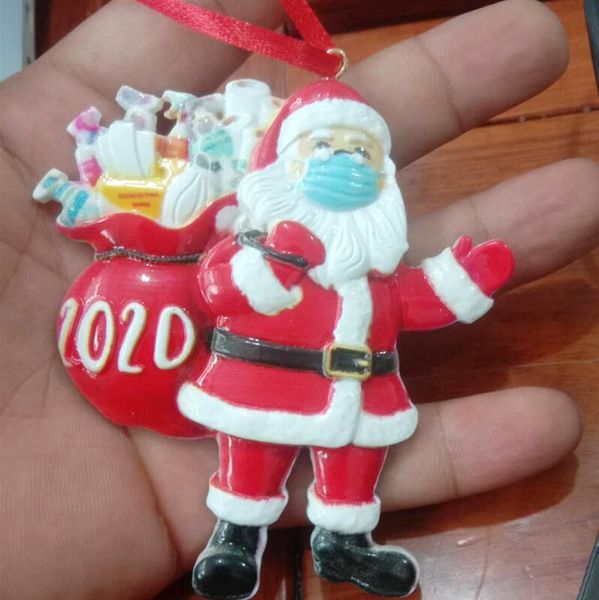 

рождественская елка 3d стереоскопический санта клаус смола подвесной xmas снеговика маска брелок держатель рождественские украшения e102903, Silver