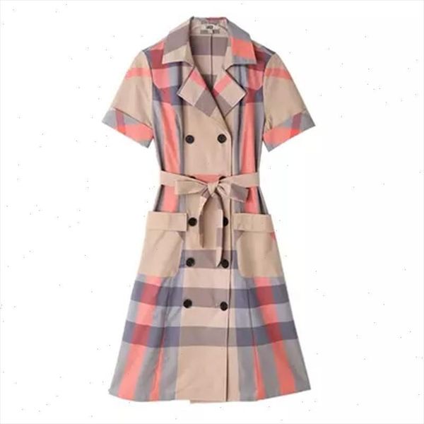 

plaid dress women summer new fashion plaid double breasted dress waist occupation ol temperament dress women drop shipping, Black;gray