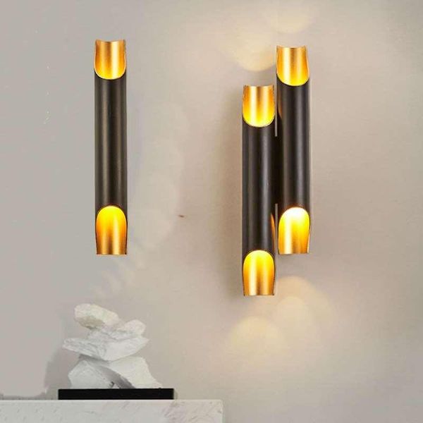 

nordic led wall lamps black golden metal pipe wing wall sconce bedroom lamp living room luminaria light fixtures luminaire