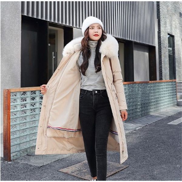 

2021 new women parkas winter long model fashion female design jacket 4buv, Black