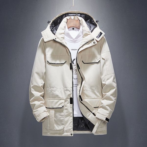 

2021 new spring autumn long multi-pockets outdoor windbreaker jacket men overcoat hooded tq9z, Black