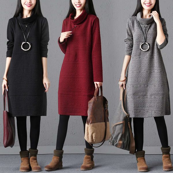 

women's thickened shirt autumn winter 2020 korean slim long sleeve dress bottomed skirt fashion, Black;gray