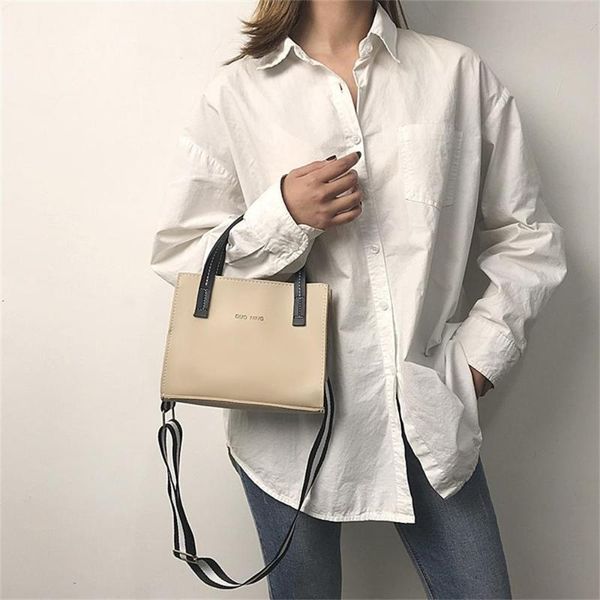 

simple crossbody bags for women bag solid color wide band shoulder bags pu leather 2020 female messenger bag #15