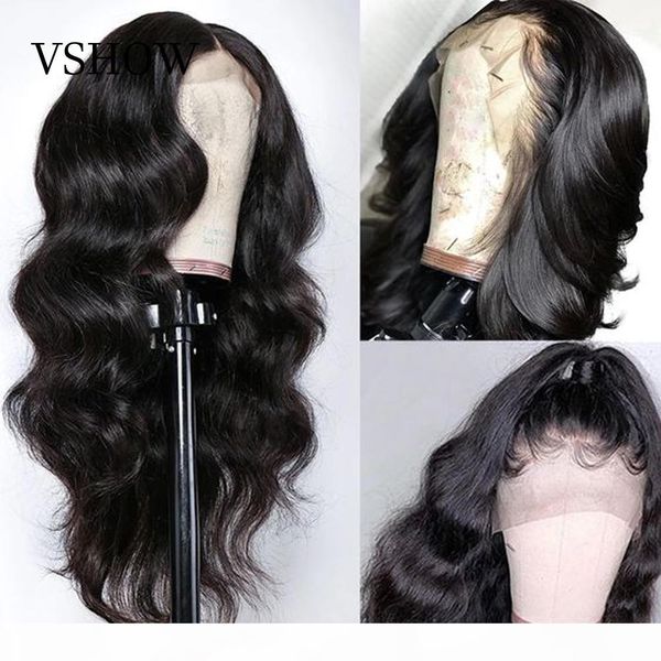 

vshow 13*4 brazilian body wave lace front human hair wigs pre plucked for black women 150% density remy hair lace front wigs