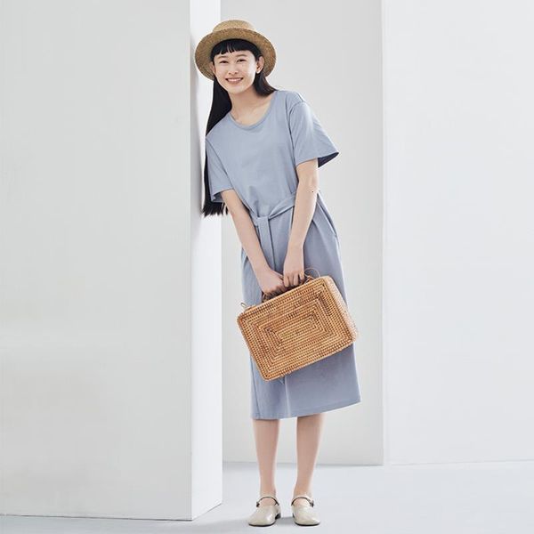 

2020 spring new arrival australian comfortable cotton round collar fashion fit shape a line dress drop shipping, Black;gray