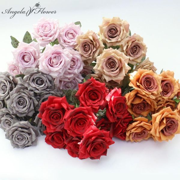 

decorative flowers & wreaths retro 9heads diamond rose bouquet artificial flower european wedding arrangement decor for home po props gifts1