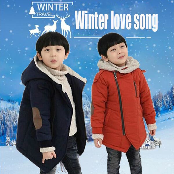 

winter boy clothes coat jacket plus velvet warm hooded outerwear thickening baby 3-10 years childr quality clothes lj201203, Blue;gray