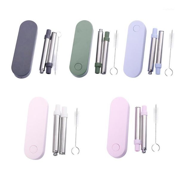 

drinking straws 1 pcs reusable retractable stainless steel metal straw with portable storage case1