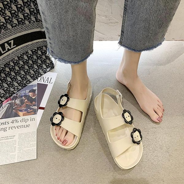 

new gladiator summer sandals women's shoes solid white black sandal 2021 flat casual comfortable female shoes zapatillas mujer