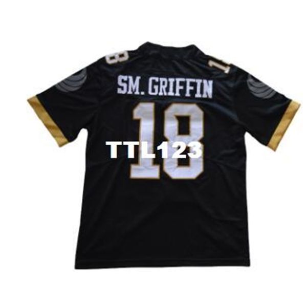 

121 new ucf knights #18 shaquem griffin real full embroidery college jersey size s-4xl or custom any name or number jersey, Black