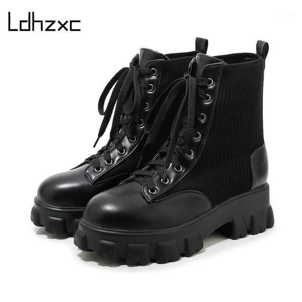 

ldhzxc new winter fashion boots women platform warm shoes ankle boots black white pu leather women botas mujer1